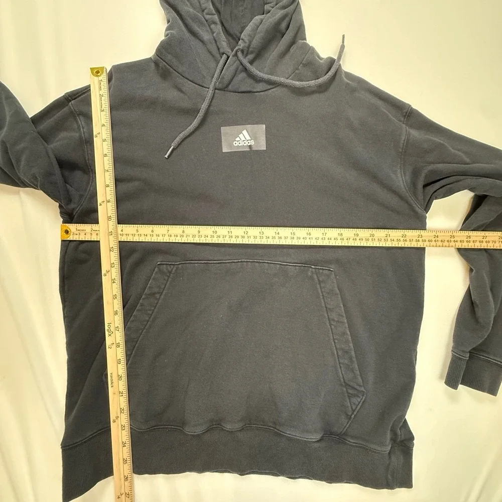 Adidas‎ Mens Box Logo Hoodie Faded Black Pullover Sweatshirt Small 0145